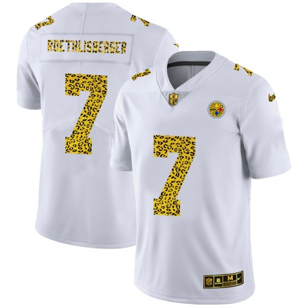 Herren Pittsburgh Steelers Trikot Ben Roethlisberger 7 Nike Flocked Leopard Print Weiß